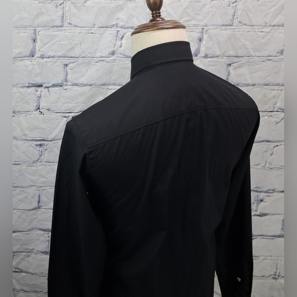 Burberry Men's Black Button Down Shirt TB Monogram Silver Buttons Size XS - Picture 12 of 16